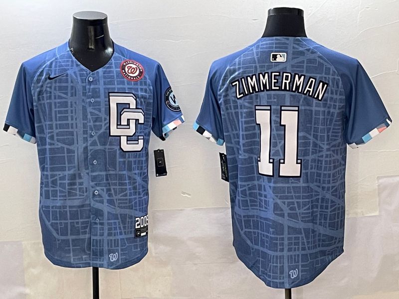 Men Washington Nationals 11 Zimmerman Blue Joint Name 2025 Nike MLB Jersey style 5